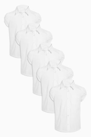White Short Puff Sleeve Blouse Five Pack (3-16yrs)